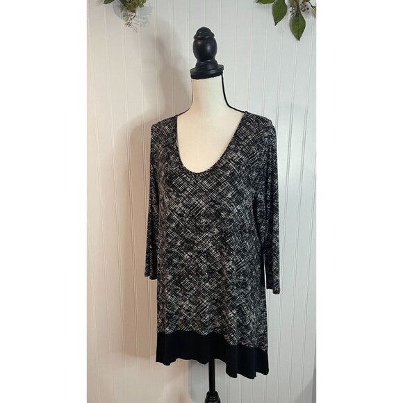 J. Jill Wearever Collection Womens Black & White Stretch Top Size L - Picture 9 of 15